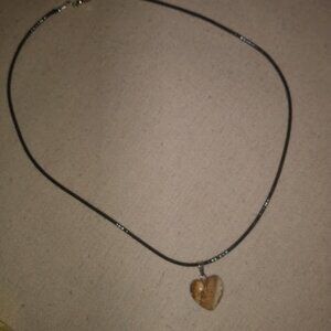 Multi color heart shaped stone pendant necklace.